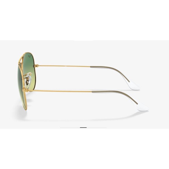 New RAY-BAN Large Metal Aviator Sunglasses Gold Frame Light Green Gradient Lens - Picture 8 of 11